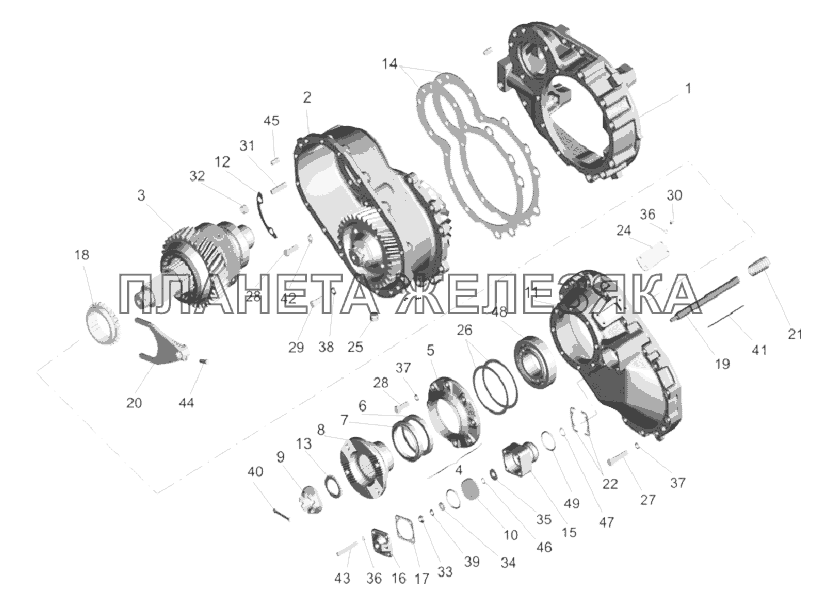 Редуктор среднего моста МАЗ-6303A3, 6303A5